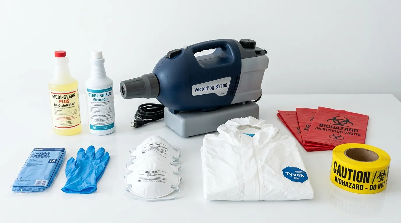 Professional biohazard remediation crew working in Marengo